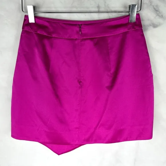Amanda Uprichard Corella 100% Silk High Waisted Asymmetric Mini Skirt Pink XS