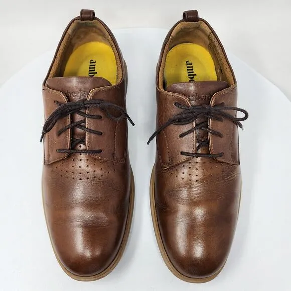 Amberjack The Original Dress Shoes Men 10M Chestnut Brown Leather Oxford Shoes