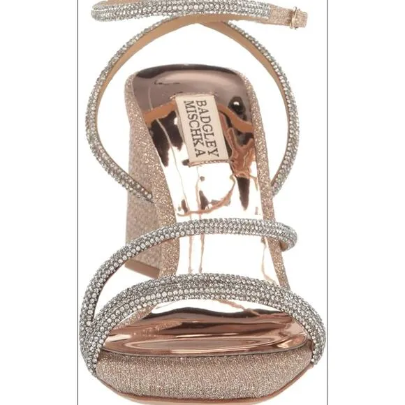 &quot;Badgley Mischka Women's Freedom Heeled Sandal, Pale Gold, Size 6&quot;. MSRP 140