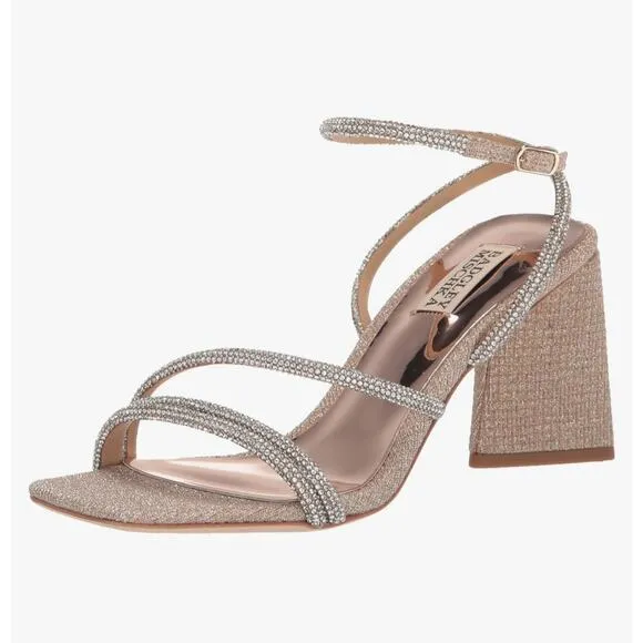 &quot;Badgley Mischka Women's Freedom Heeled Sandal, Pale Gold, Size 6&quot;. MSRP 140