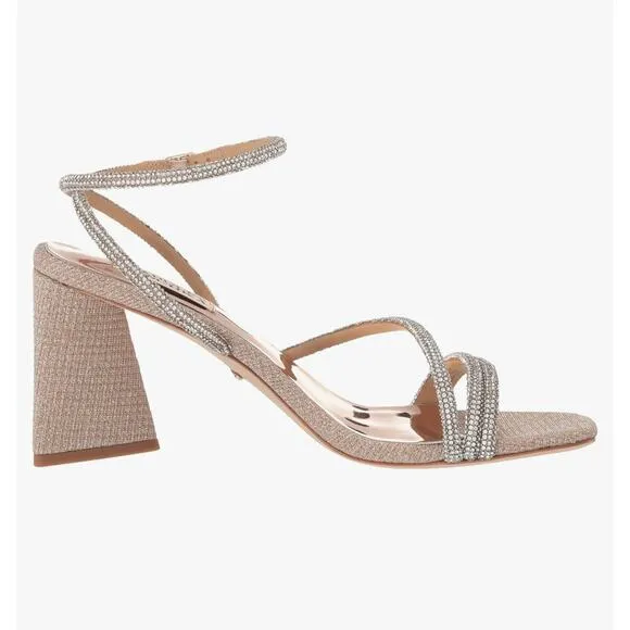 &quot;Badgley Mischka Women's Freedom Heeled Sandal, Pale Gold, Size 6&quot;. MSRP 140