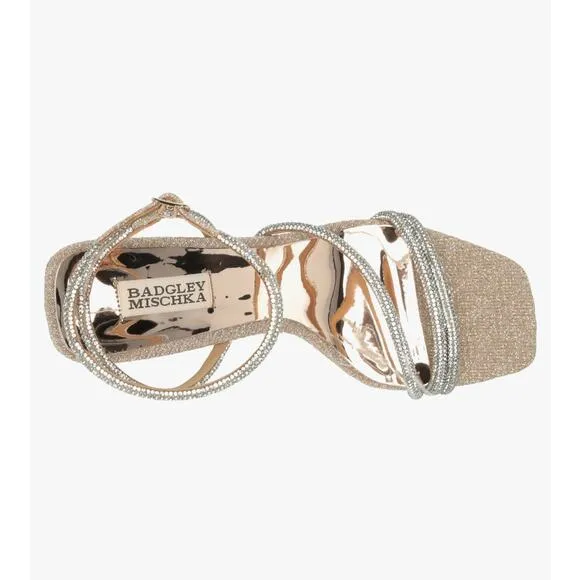 &quot;Badgley Mischka Women's Freedom Heeled Sandal, Pale Gold, Size 6&quot;. MSRP 140