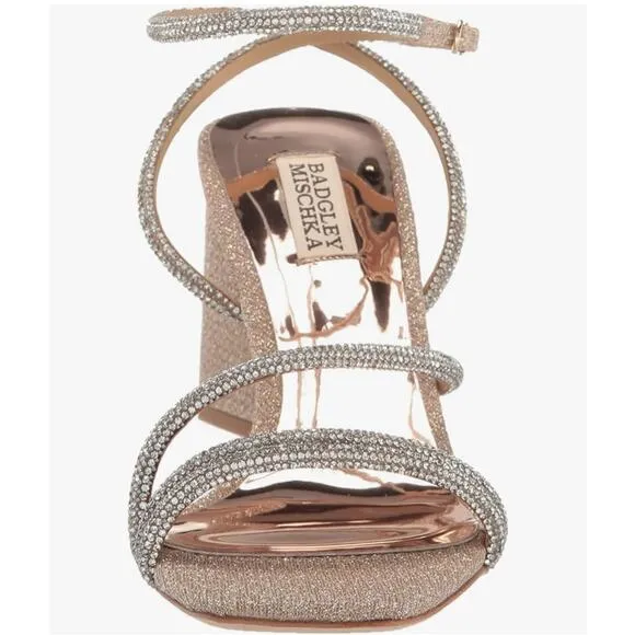 &quot;Badgley Mischka Women's Freedom Heeled Sandal, Pale Gold, Size 6&quot;. MSRP 140