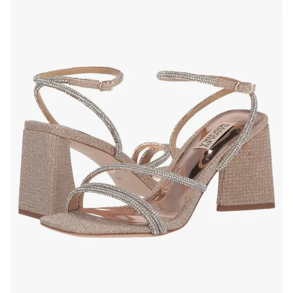 &quot;Badgley Mischka Women's Freedom Heeled Sandal, Pale Gold, Size 6&quot;. MSRP 140