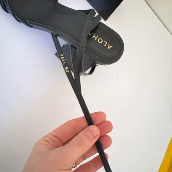 Anthropologie ALOHAS Cactus Sandals Total Black Leather Chain 39