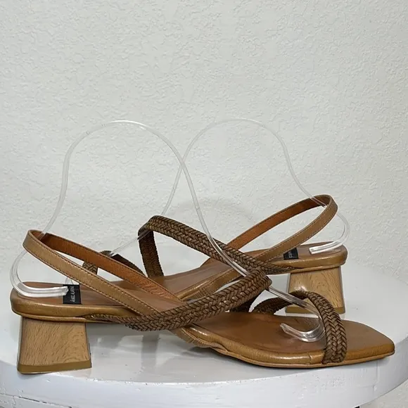 ANTHROPOLOGIE ANGEL ALARCON LEXIE RAFFIA SLINGBACK HEELED SANDALS