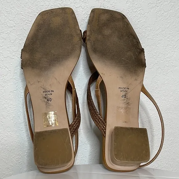 ANTHROPOLOGIE ANGEL ALARCON LEXIE RAFFIA SLINGBACK HEELED SANDALS
