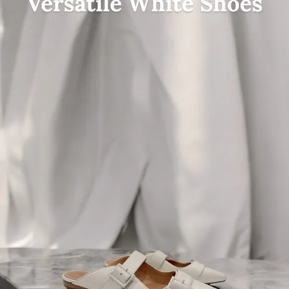 Anthropologie BILL BLASS SYLVIE SLIDE All Leather Mules Flats IVORY size 10