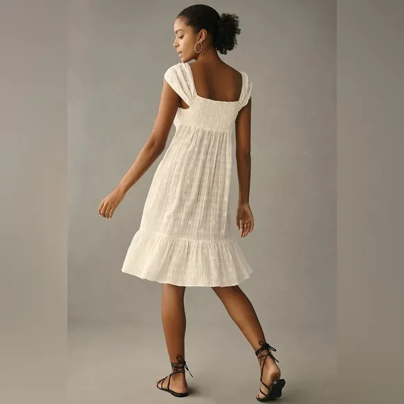 Anthropologie Cap Sleeve Lace-Up Babydoll Dress