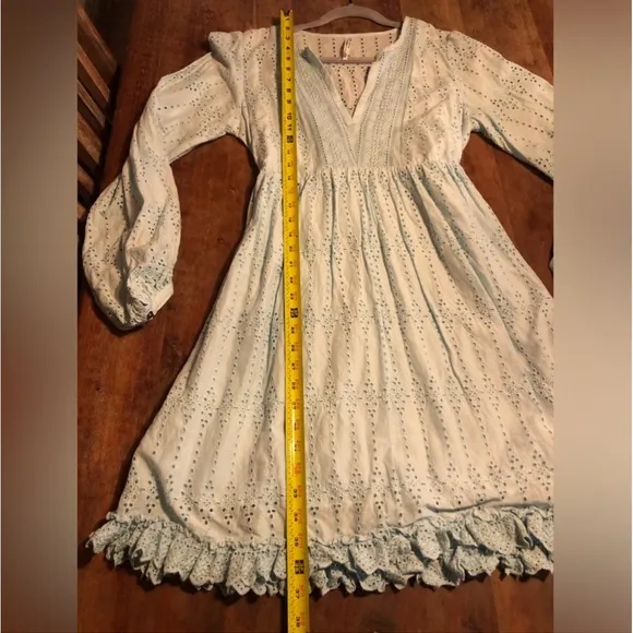 Anthropologie Dress Eyelet Baby Doll in light Blue