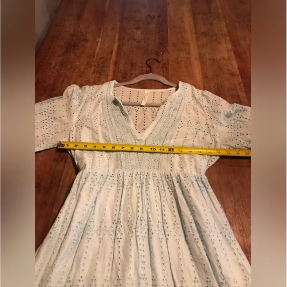 Anthropologie Dress Eyelet Baby Doll in light Blue
