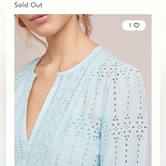 Anthropologie Dress Eyelet Baby Doll in light Blue