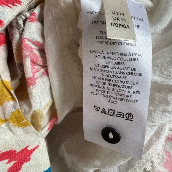 Anthropologie Felipa Maxi Dress EUC Ikat Tiered Smocked Floral Puff Sleeve