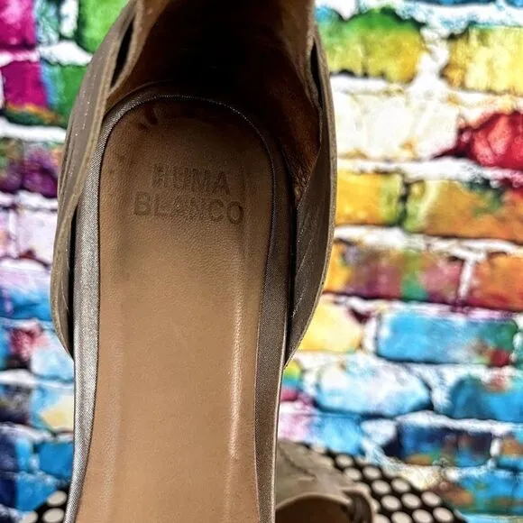 anthropologie Huma Blanco Slip On Woven Flats Shoes Size 10 Leather Sole