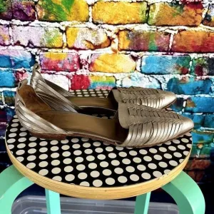 anthropologie Huma Blanco Slip On Woven Flats Shoes Size 10 Leather Sole