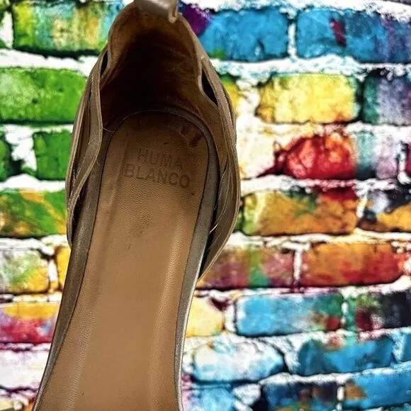 anthropologie Huma Blanco Slip On Woven Flats Shoes Size 10 Leather Sole