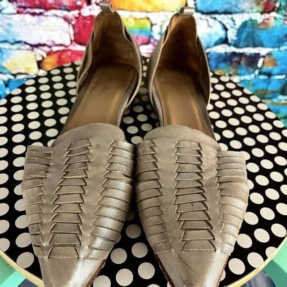 anthropologie Huma Blanco Slip On Woven Flats Shoes Size 10 Leather Sole