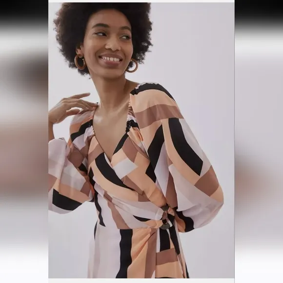 Anthropologie HUTCH Geo Wrap Mini Dress.  Size Small
