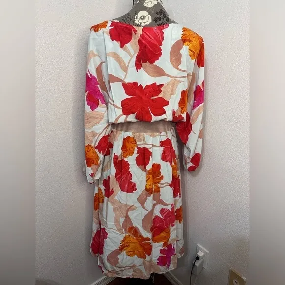 Anthropologie Maeve Gemma Floral dress in oranges, peaches, reds &amp; white- S NWT