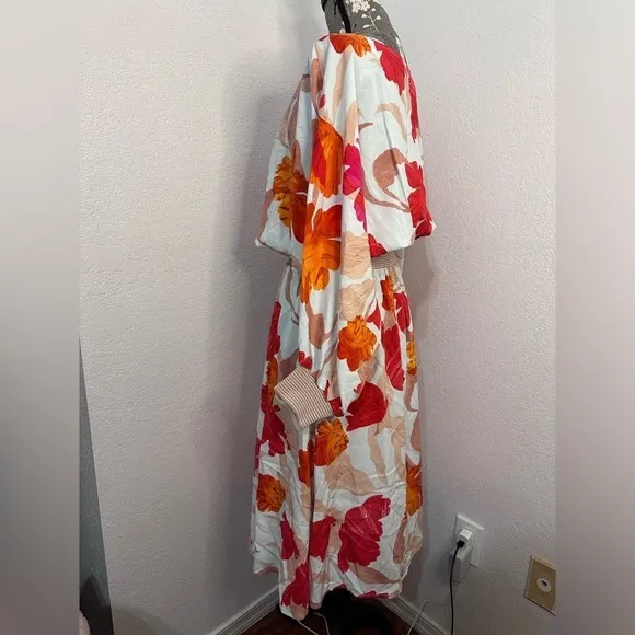 Anthropologie Maeve Gemma Floral dress in oranges, peaches, reds &amp; white- S NWT