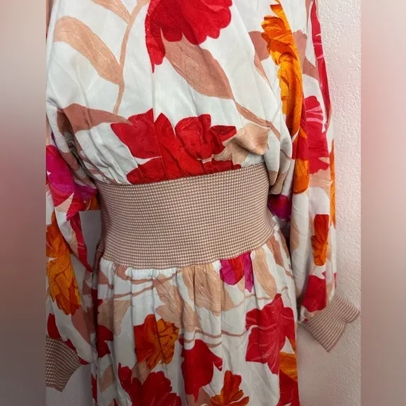 Anthropologie Maeve Gemma Floral dress in oranges, peaches, reds &amp; white- S NWT