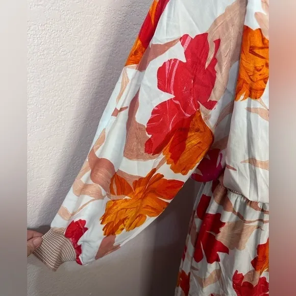 Anthropologie Maeve Gemma Floral dress in oranges, peaches, reds &amp; white- S NWT