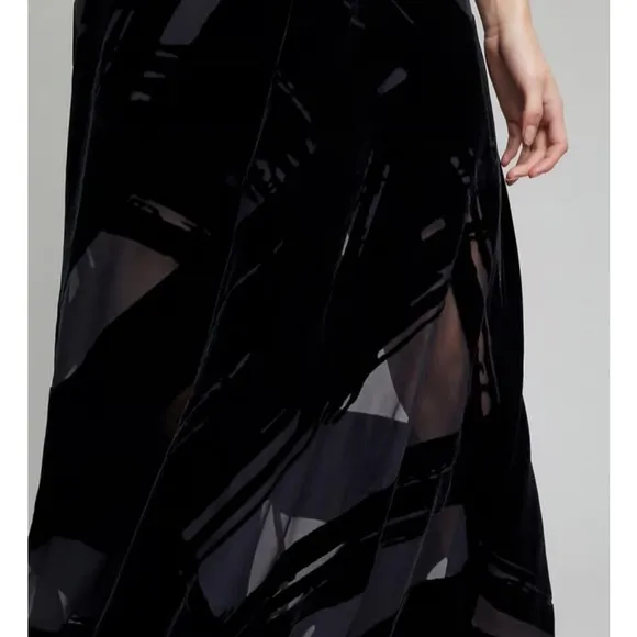 ANTHROPOLOGIE X Seen Worn Keep Selina Velvet Maxi Black Dress SZ 10