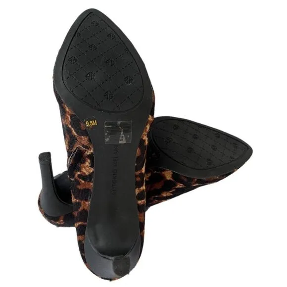 Antonio Melani Carlin LEATHER Side Zipper ANKLE Booties Cheetah Print SIZE 9.5M
