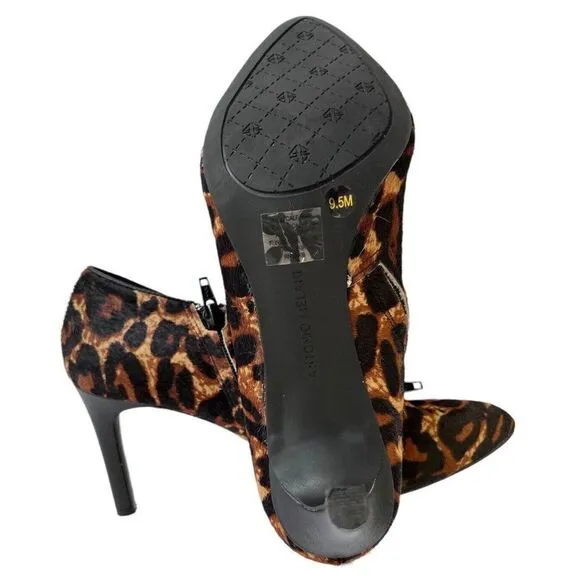 Antonio Melani Carlin LEATHER Side Zipper ANKLE Booties Cheetah Print SIZE 9.5M