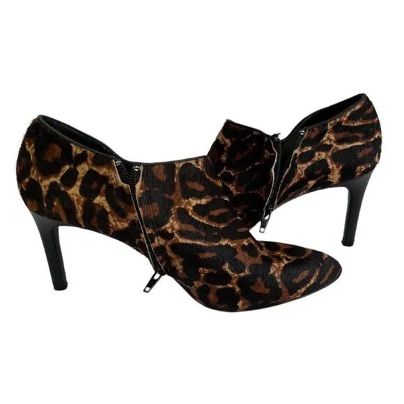 Antonio Melani Carlin LEATHER Side Zipper ANKLE Booties Cheetah Print SIZE 9.5M