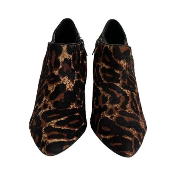 Antonio Melani Carlin LEATHER Side Zipper ANKLE Booties Cheetah Print SIZE 9.5M