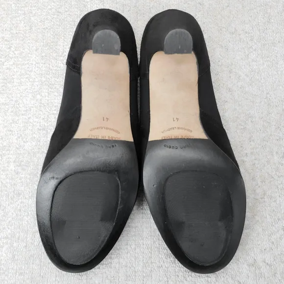ANYI LU Heart Black Suede Pumps