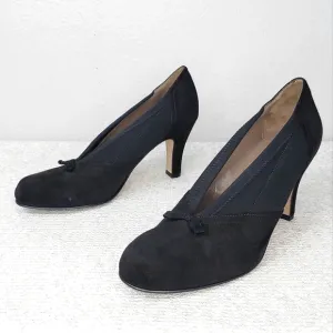ANYI LU Heart Black Suede Pumps