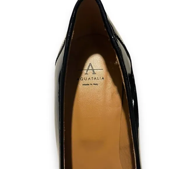 AQUATALIA Michelle Loafer Block Heels Black Patent Leather Pump Women's Size 9