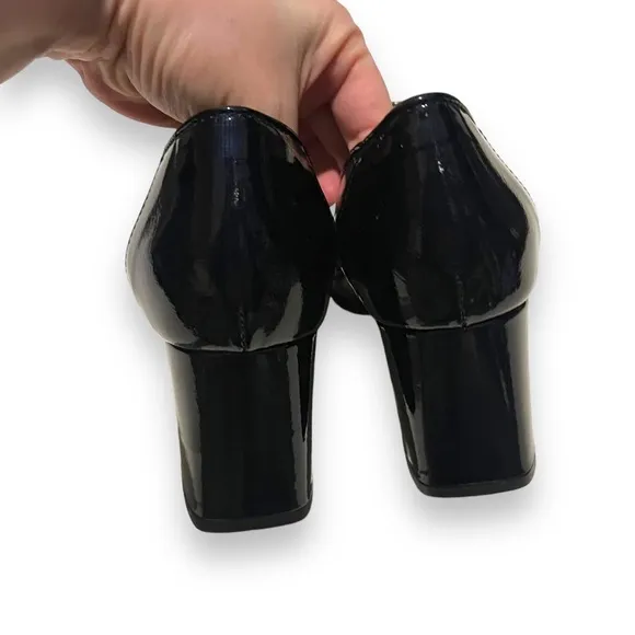 AQUATALIA Michelle Loafer Block Heels Black Patent Leather Pump Women's Size 9