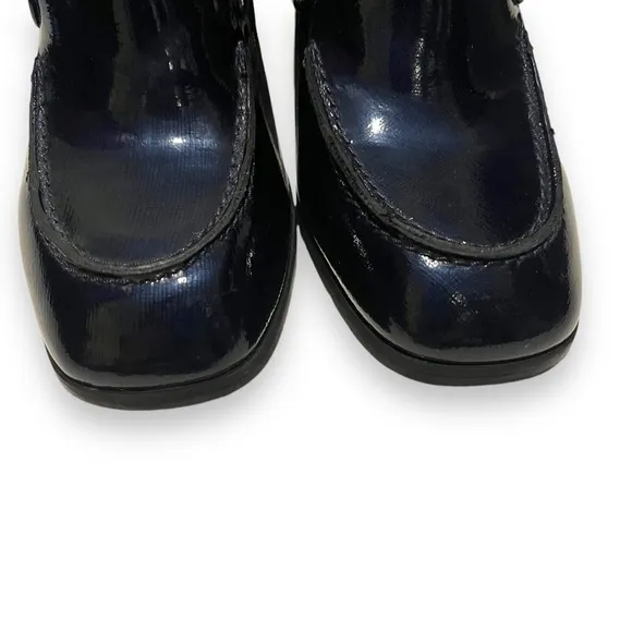 AQUATALIA Michelle Loafer Block Heels Black Patent Leather Pump Women's Size 9