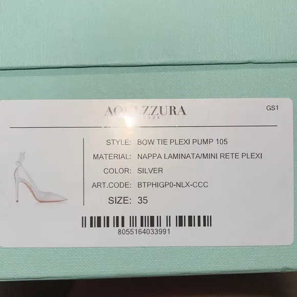 AQUAZZURA Bow Tie Plexi Pump 105mm size 35
