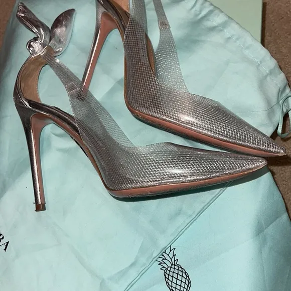 AQUAZZURA Bow Tie Plexi Pump 105mm size 35