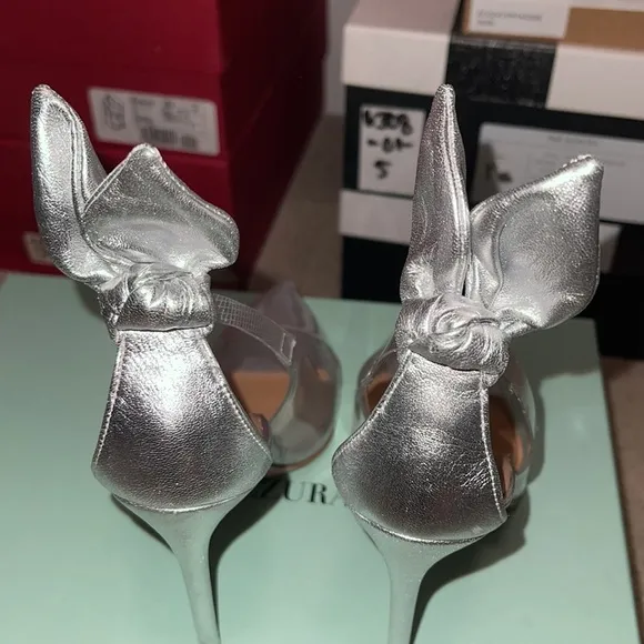 AQUAZZURA Bow Tie Plexi Pump 105mm size 35