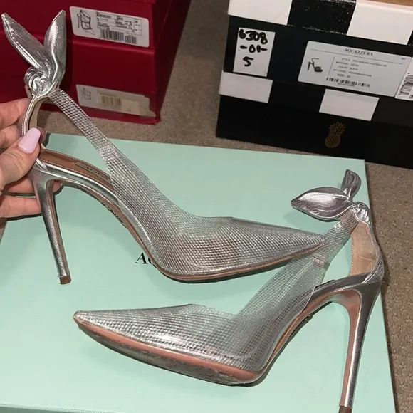AQUAZZURA Bow Tie Plexi Pump 105mm size 35
