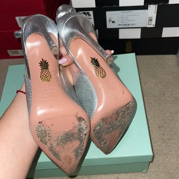 AQUAZZURA Bow Tie Plexi Pump 105mm size 35