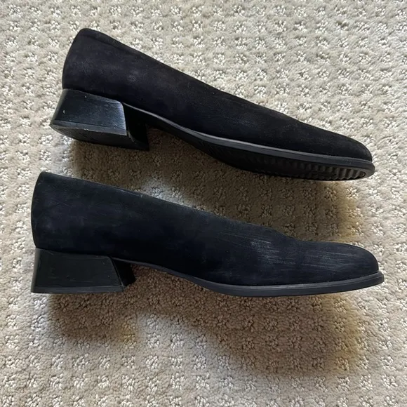 Arche | Black Suede Pumps Square Heel Shoes | Size 38(.5?)