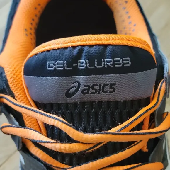 ASICS Sz 11 Mens Orange and Black Running Shoes