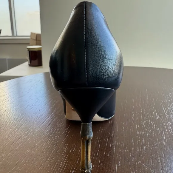 Authentic Gucci Black Women's Shoes with signature bamboo heel.