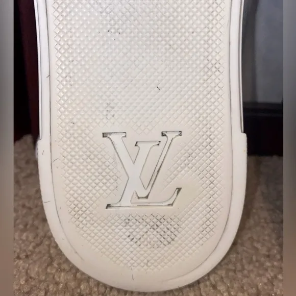Authentic Louis Vuitton Metallic Unisex silver &amp; white leather sneaker altered