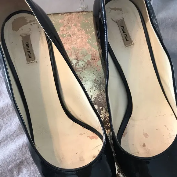 AUTHENTIC MIU MIU PEEP TOE LOW HEEL PUMPS WITH BOX