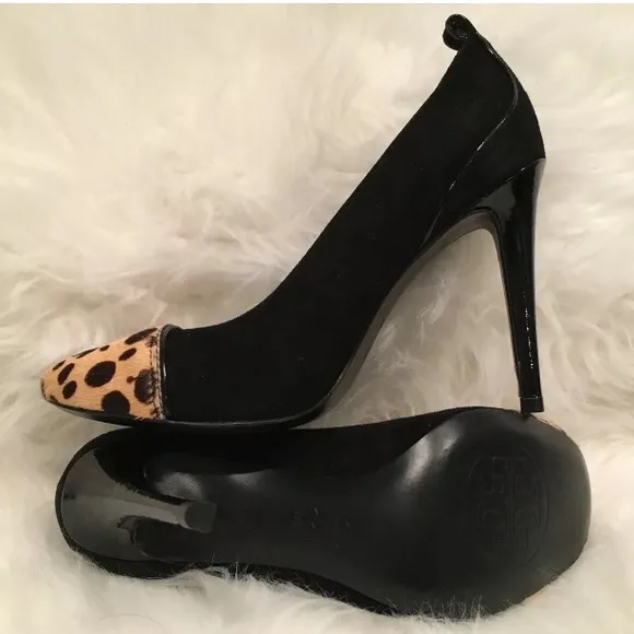 Authentic TORY BURCH Leopard Cheetah Layne Leather Shoes