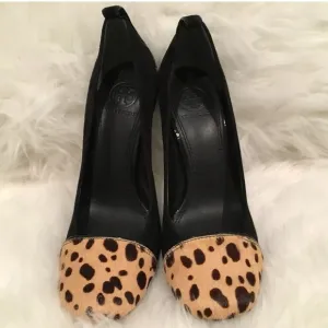 Authentic TORY BURCH Leopard Cheetah Layne Leather Shoes