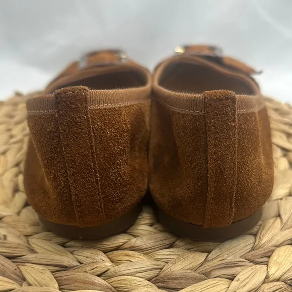 Avellim genuine suede uppers made in Italy Elegant Brown Suede Flats with Buckle