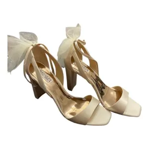 Badgley Mischka BHLDN Kim Heeled Sandals Mesh Bow Detail Ankle Strap Sz 10